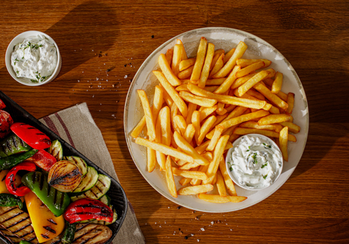 1.2.3 Frites Original Grillgemüse mit Tzaziki