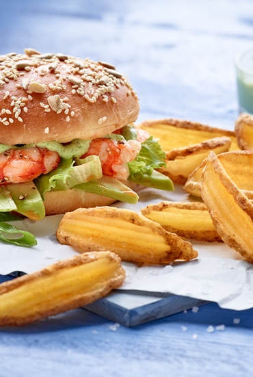 Garnelenburger mit Crispers