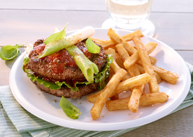 Burger "Italo-Western-Style" mit Western Frites