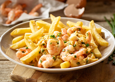 1.2.3 Frites Original mit Shrimps, Eiern und Schnittlauch