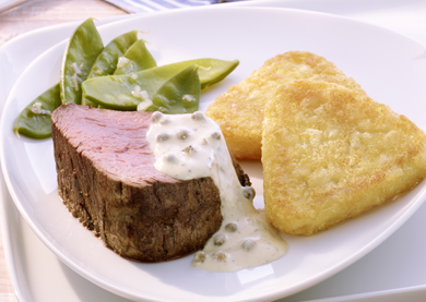 Rinderfilet mit grüner Pfeffersauce und Rösti