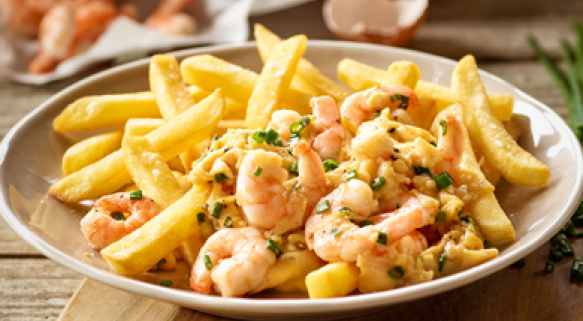 1.2.3 Frites Original mit Shrimps, Eiern und Schnittlauch