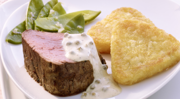 Rinderfilet mit grüner Pfeffersauce und Rösti